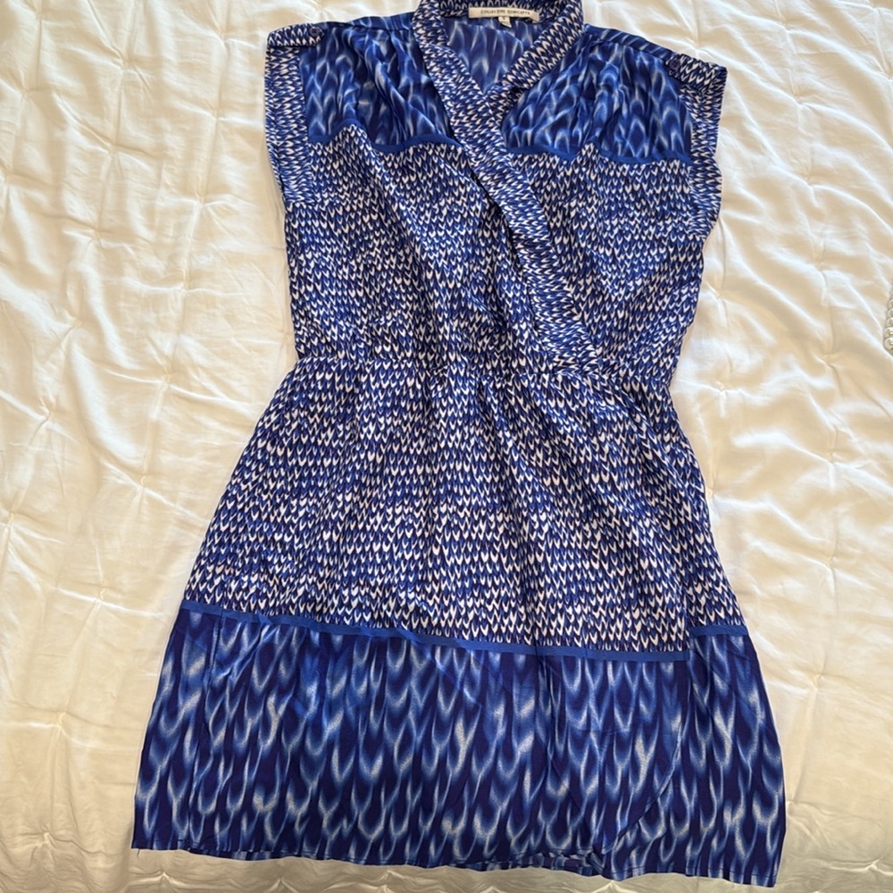 Collective Concepts Blue and White Mini Dress